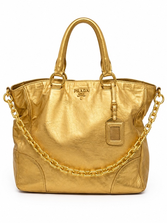 Prada Handbags - Prada Vitello Leather Large Tote Bag Taupe Gold Hardware – Repainted/Restored